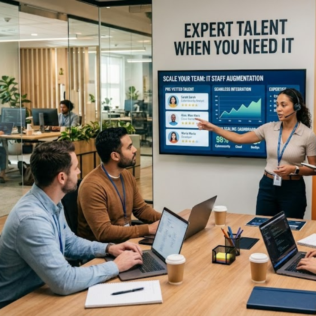 IT professionals working and collaborating